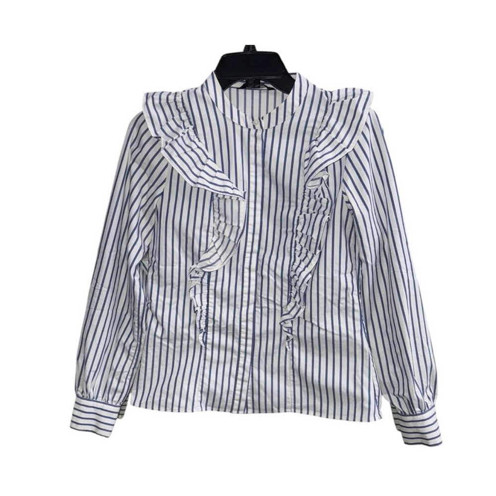 Banana Republic Blue and White Striped Blouse
